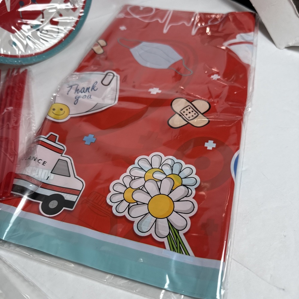 NURSE party decorations and table setting for 12 Banner NEW - Picture 3 of 5